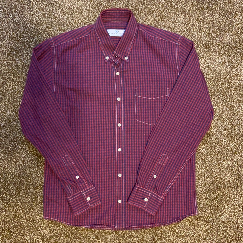 Peter Manning -weekend plaid button up-size 2